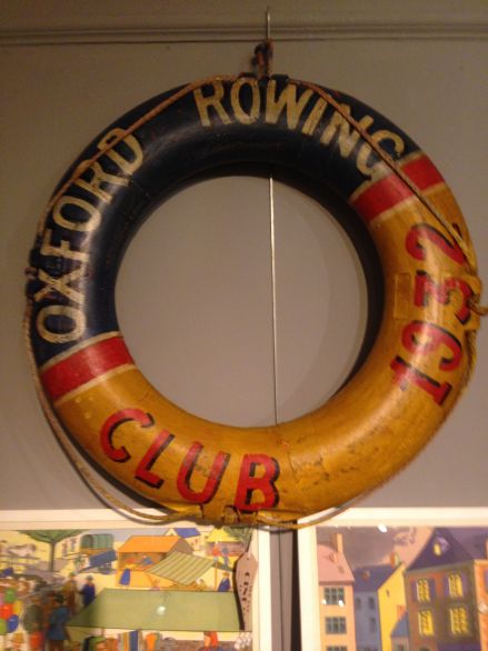 Vintage Painted Life Ring with Rowing Club Decals